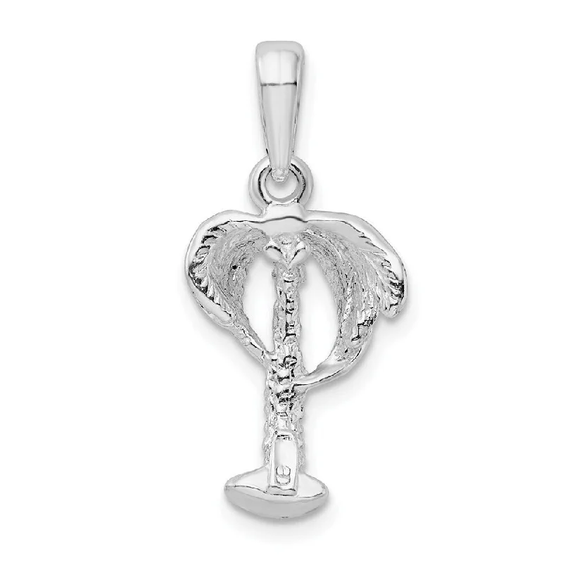 silver letter charm necklace -Diamond2Deal 925 Sterling Silver Palm Tree Coconuts Pendant (L-25.4mm)