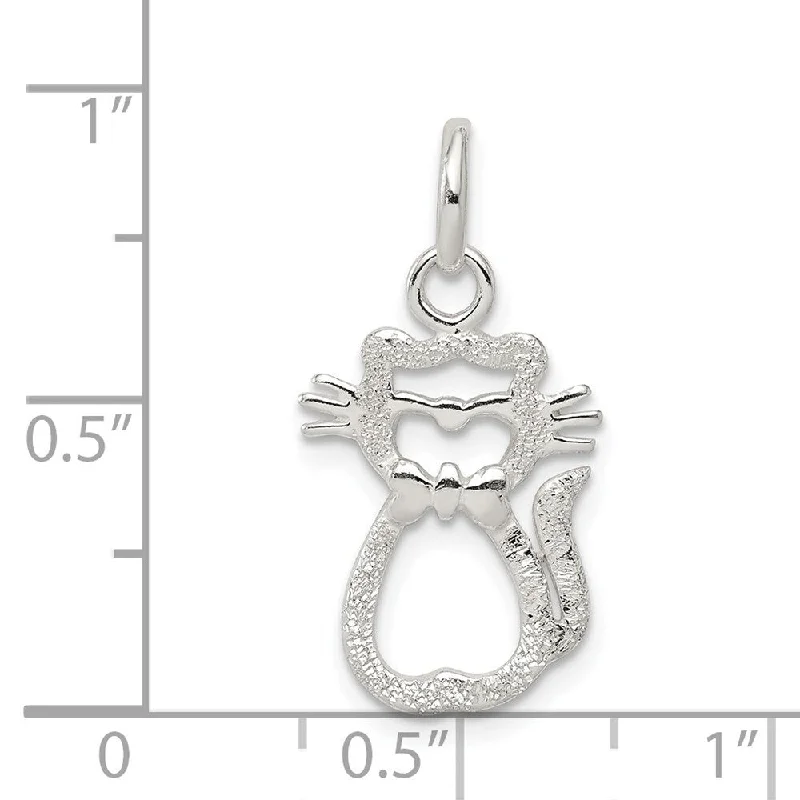 silver bar necklace pendant -Diamond2Deal 925 Sterling Silver Polished Cat Pendant