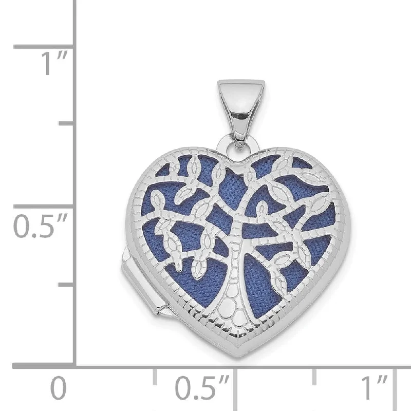 double pendant gold necklace -Diamond2Deal 925 Sterling Silver Rhodium-plated 18mm Filigree Tree Heart Locket