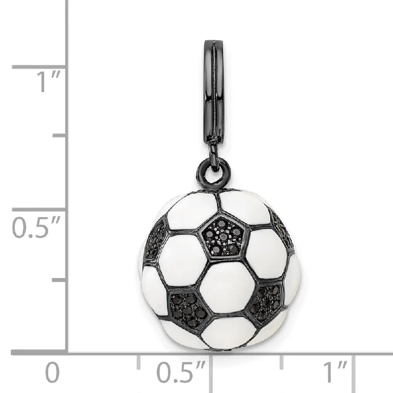 adjustable pendant necklace for women -Diamond2Deal 925 Sterling Silver Rhodium-plated CZ 3D Soccer Ball Pendant