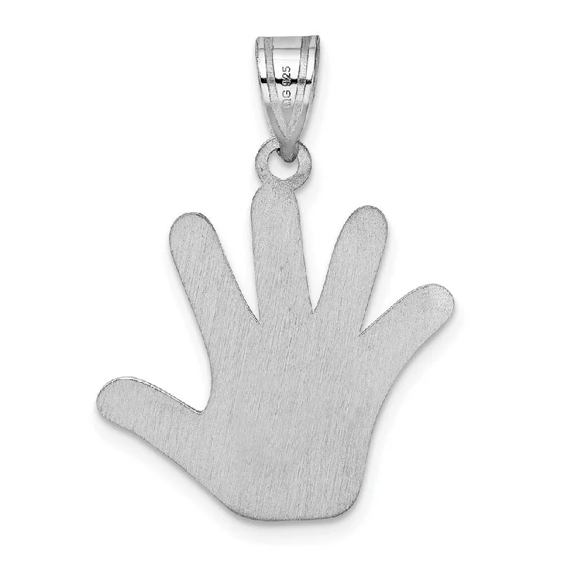 unique pearl necklace pendant -Diamond2Deal 925 Sterling Silver Rhodium Plated Enamel Autism Heart Handprint Pendant (L- 30 mm, W- 20 mm)