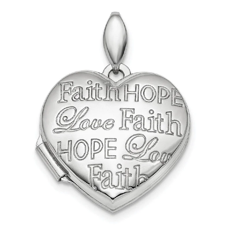 moon pendant necklace silver -Diamond2Deal 925 Sterling Silver Rhodium-plated Faith Hope Love 18mm Heart Locket