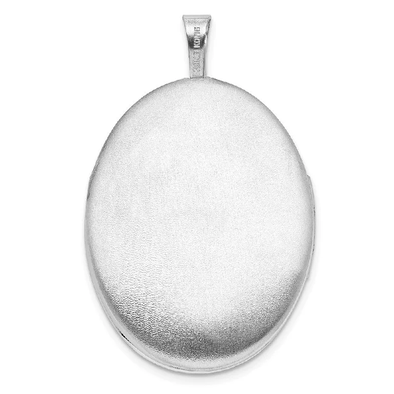 minimalist silver heart necklace -Diamond2Deal 925 Sterling Silver Rhodium-plated Heart Border 26x20mm Oval Locket