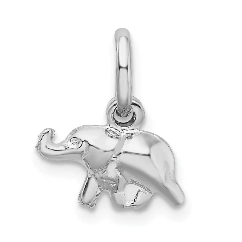 silver cross pendant necklace -Diamond2Deal 925 Sterling Silver Rhodium Plated Polished Elephant Charm and Pendant