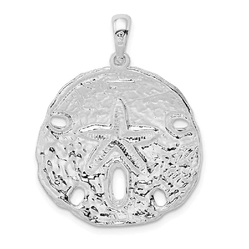 modern diamond pendant necklace -Diamond2Deal 925 Sterling Silver Sand Dollar Pendant (L-32.14mm)