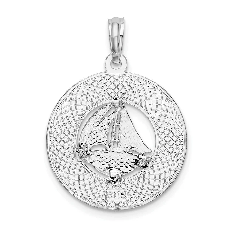 handmade gemstone pendant necklace -Diamond2Deal 925 Sterling Silver Textured Key West Sailboat Pendant (L-26.01mm)