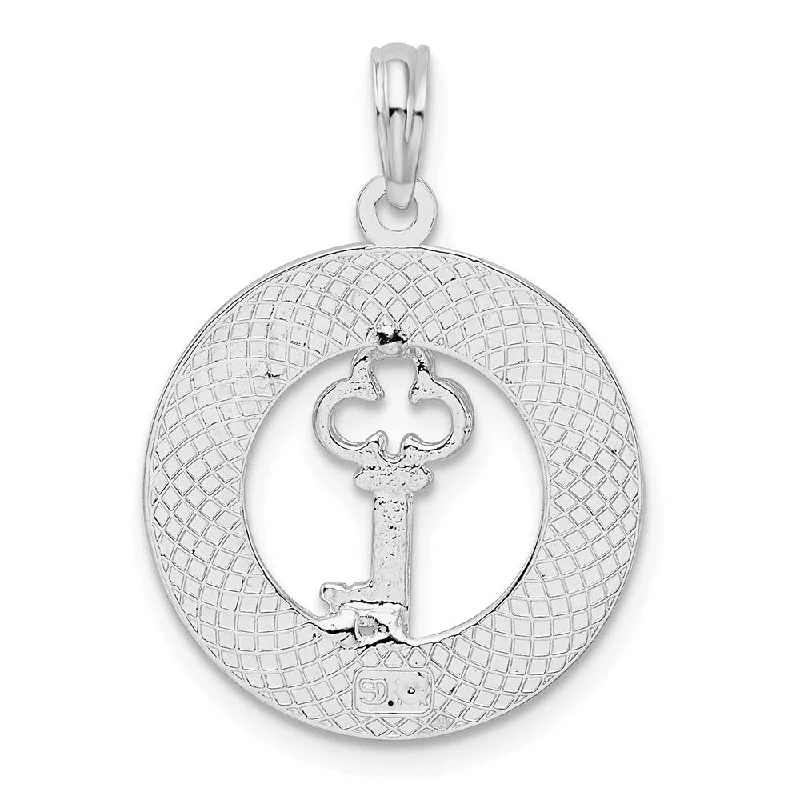 layered heart pendant necklace -Diamond2Deal 925 Sterling Silver Textured Siesta Key FL Key Pendant (L-25.36mm)