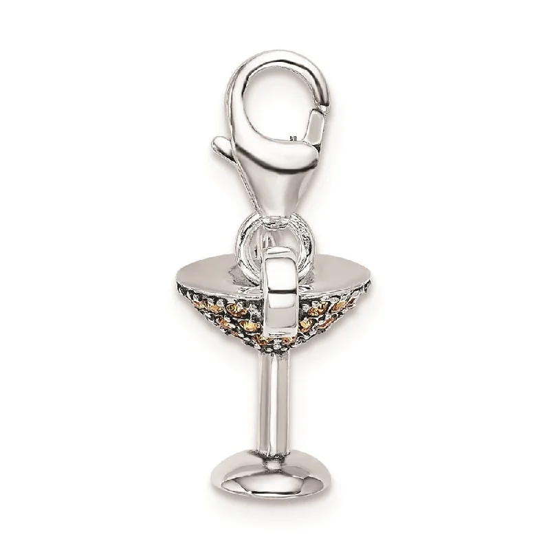 cute pendant necklace for girls -Diamond2Deal 925 Sterling Silver Yellow Martini Glass Pendant