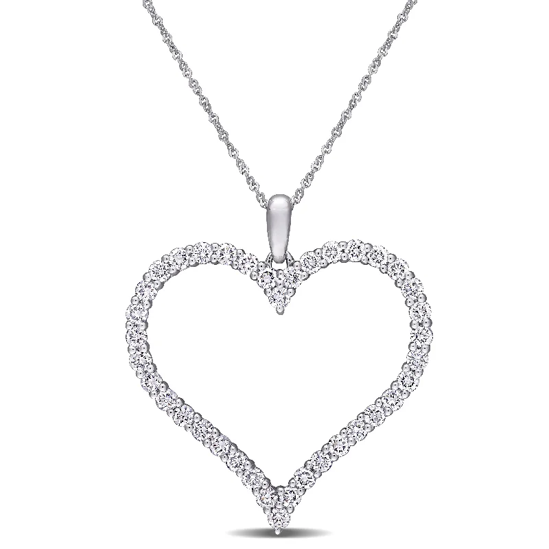 geometric pendant necklace for women -Eternally Yours 1 1/4ct TW Lab Grown Diamond Open Heart Necklace in 14k White Gold