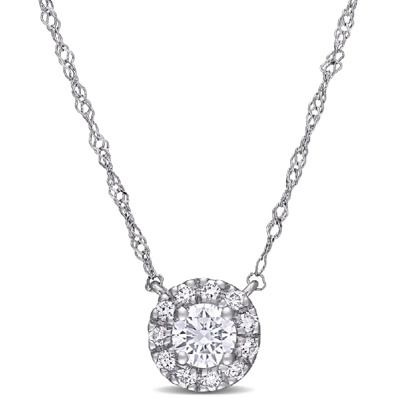 custom silver cross necklace -Eternally Yours 3/8ct TW Lab Grown Diamond Halo Necklace in 14k White Gold