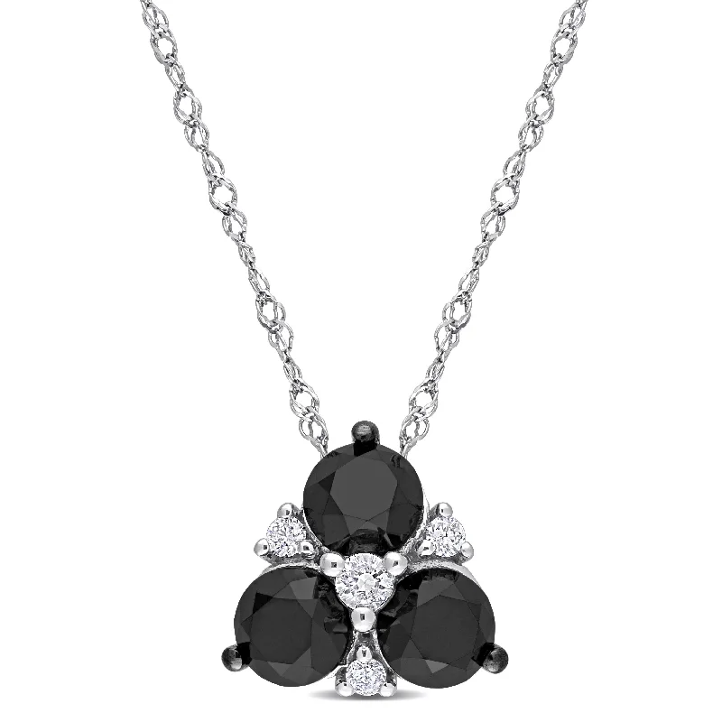 heart pendant necklace silver -Miadora 1 1/2ct TDW Black and White Diamond Clustered Necklace in 10k White Gold