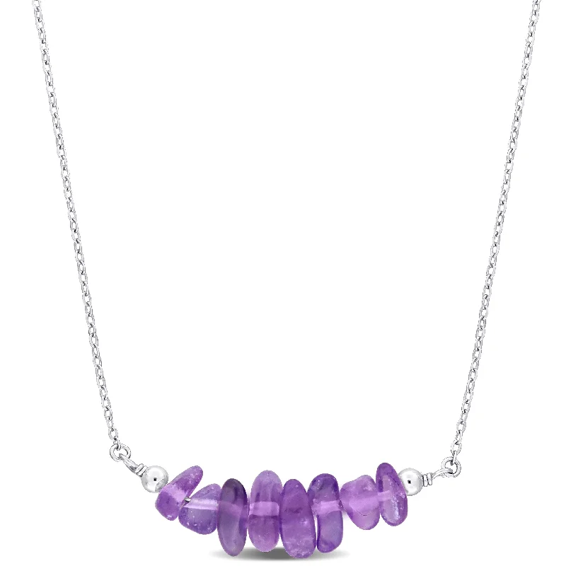 infinity gold pendant necklace -Miadora 1 1/5ct TGW Fancy Amethyst Bead Necklace in Sterling Silver-17+2 in.