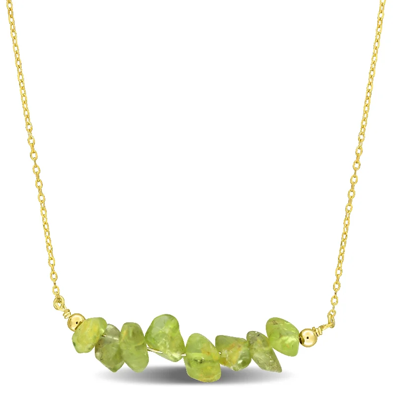 gold letter pendant necklace -Miadora 1-2/5ct TGW Peridot Bead Necklace in Yellow Silver-17+2 in.