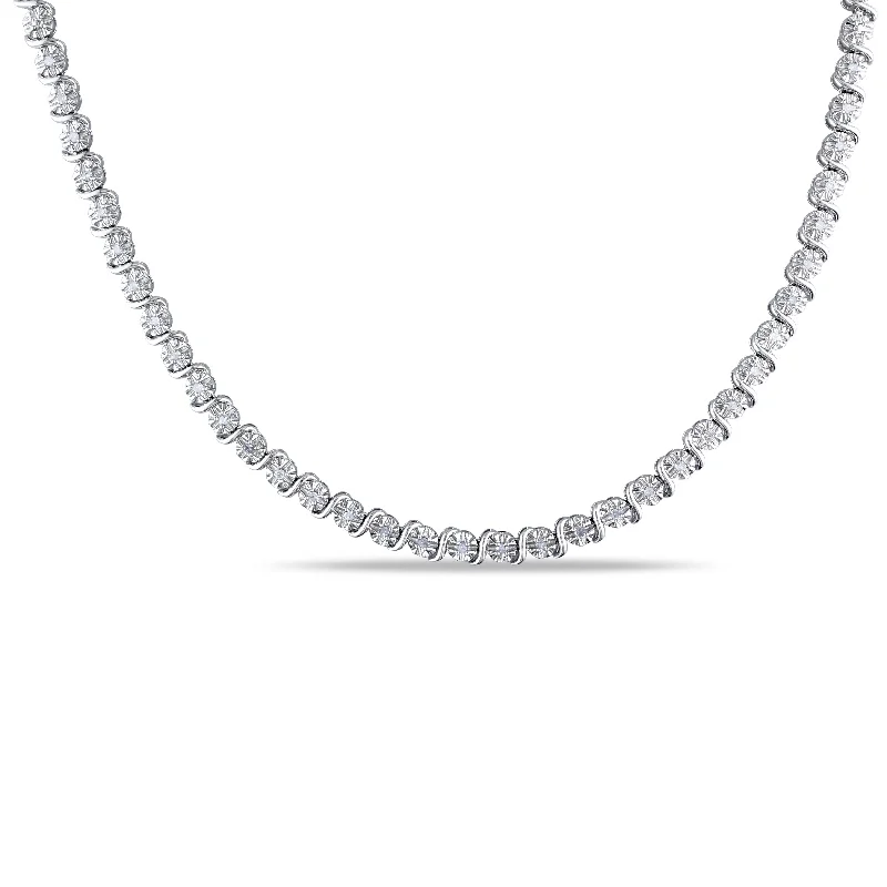 minimalistic gold pendant necklace -Miadora 1/2ct TDW Diamond Necklace in Sterling Silver - 17 in x 4.9 mm