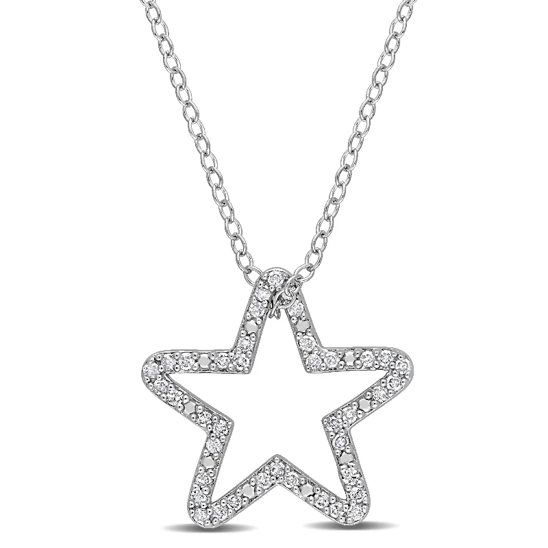 gold angel pendant necklace -Miadora 1/5ct TDW Diamond Star Necklace in Sterling Silver