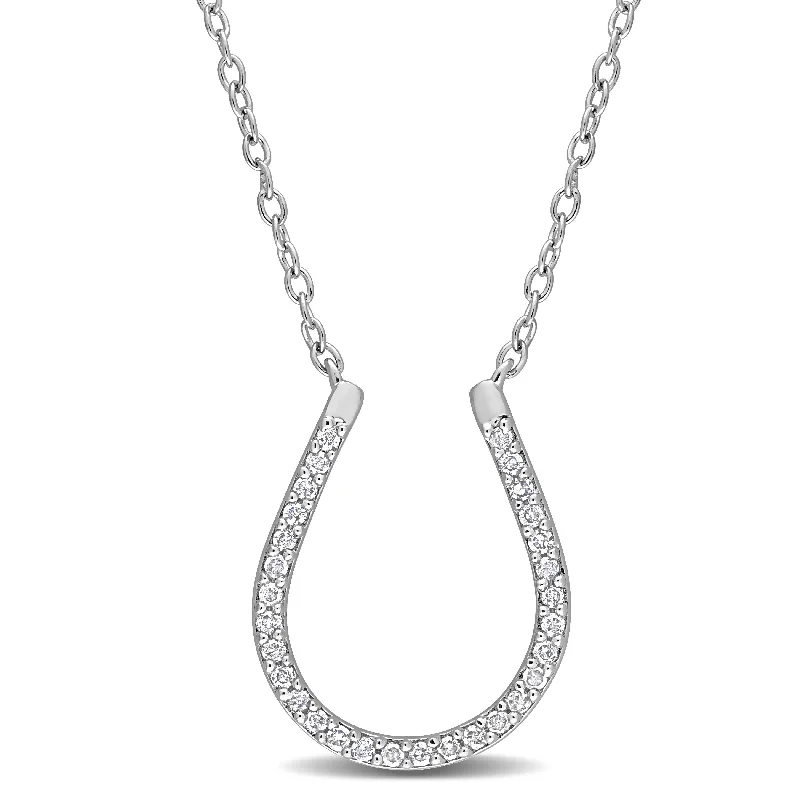 personalized long pendant necklace -Miadora 1/6ct TDW Diamond Horseshoe Necklace in Sterling Silver