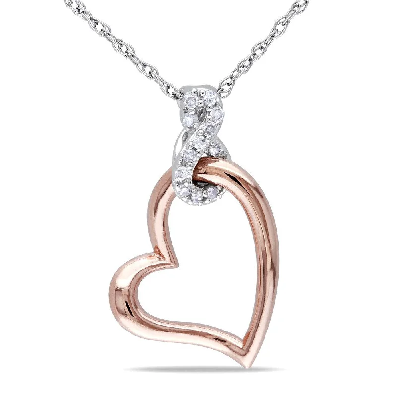 infinity pendant necklace gold -Miadora 10k Two-tone Gold Diamond Heart Infinity Necklace - White