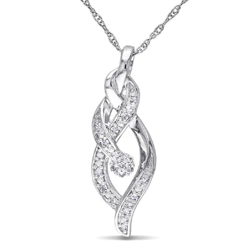 spiritual gemstone pendant necklace -Miadora 10k White Gold 1/10ct TDW Diamond Necklace - White Gold - White Gold