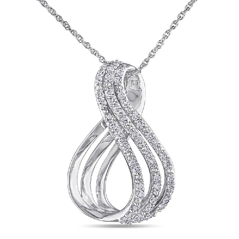 personalized engraved bar necklace -Miadora 10k White Gold 1/4ct TDW Diamond Infinity Necklace