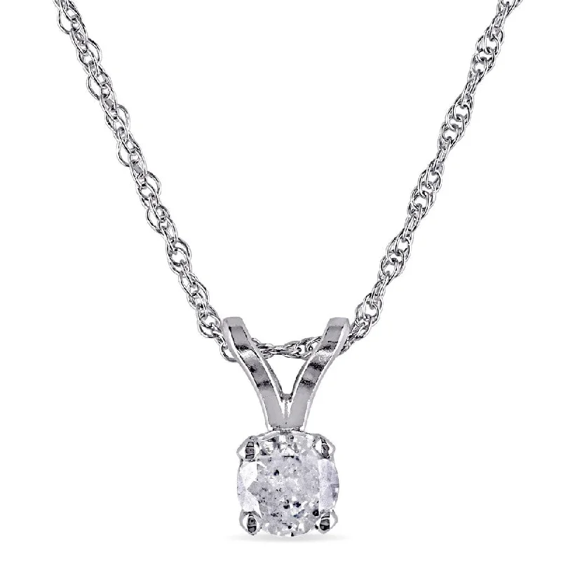 heart crystal necklace gold -Miadora 10k White gold 1/6ct TDW Diamond Solitaire Necklace