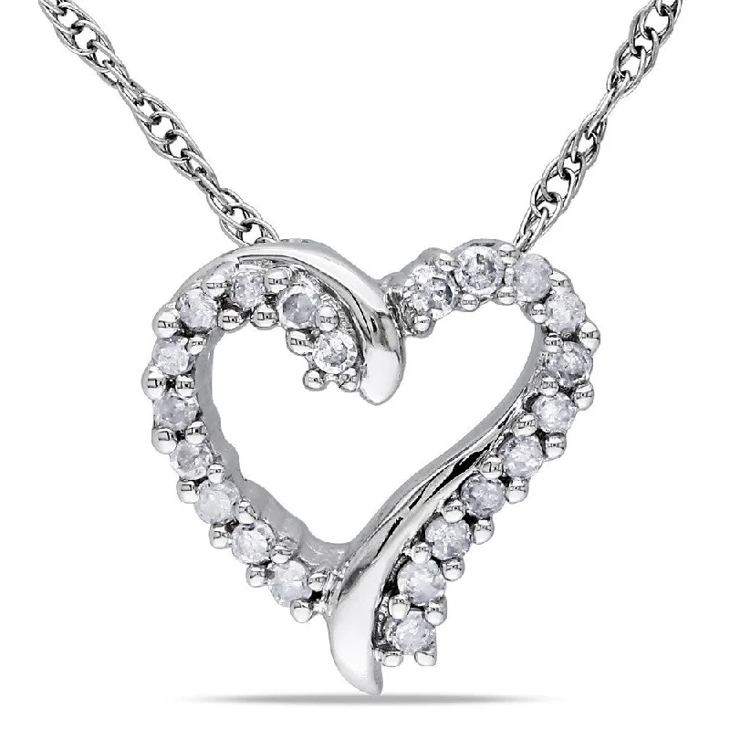 multi-layered gold chain necklace -Miadora 10k White Gold Diamond Heart Necklace