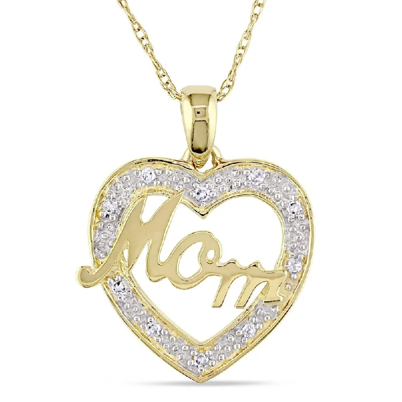 celestial pendant necklace for women -Miadora 10k Yellow Gold Diamond Accent Mom Heart Necklace