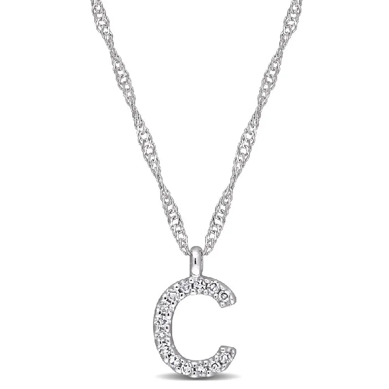 unique custom pendant necklace -Miadora 14k White Gold Diamond Accent C Initial Necklace