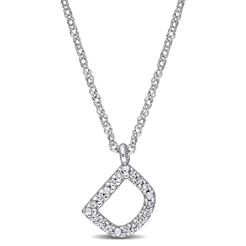 moon and star necklace pendant -Miadora 14k White Gold Diamond Accent D Initial Necklace