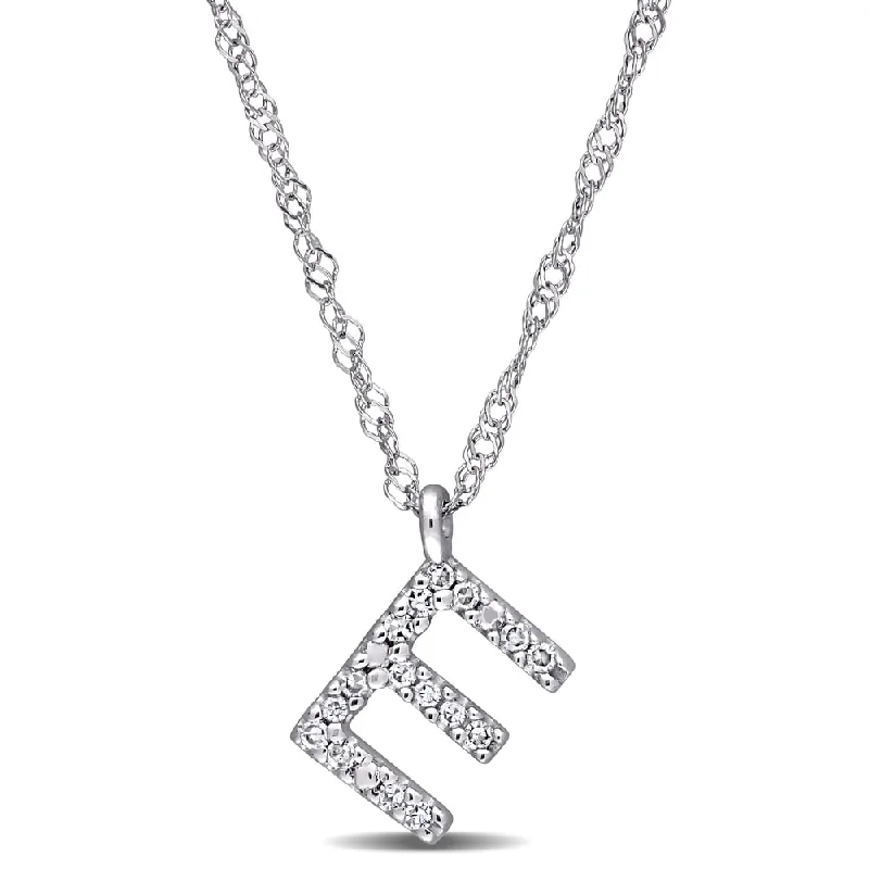 custom letter charm necklace silver -Miadora 14k White Gold Diamond Accent E Initial Necklace