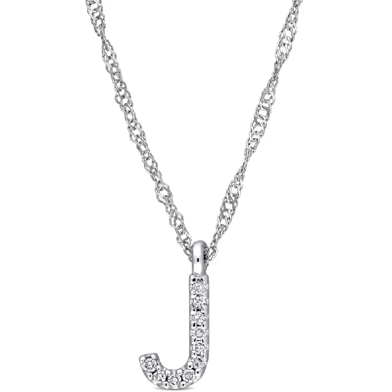 long gold pendant necklace for women -Miadora 14k White Gold Diamond Accent J Initial Necklace