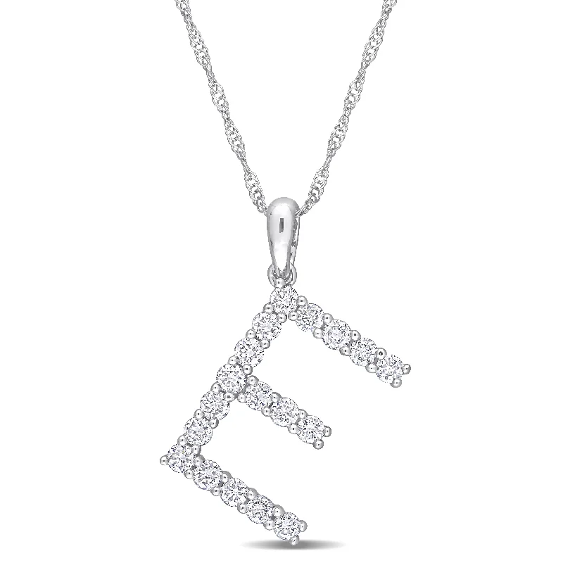 heart pendant necklace gold -Miadora 1ct TDW Diamond 'E' Initial Necklace in 10k White Gold