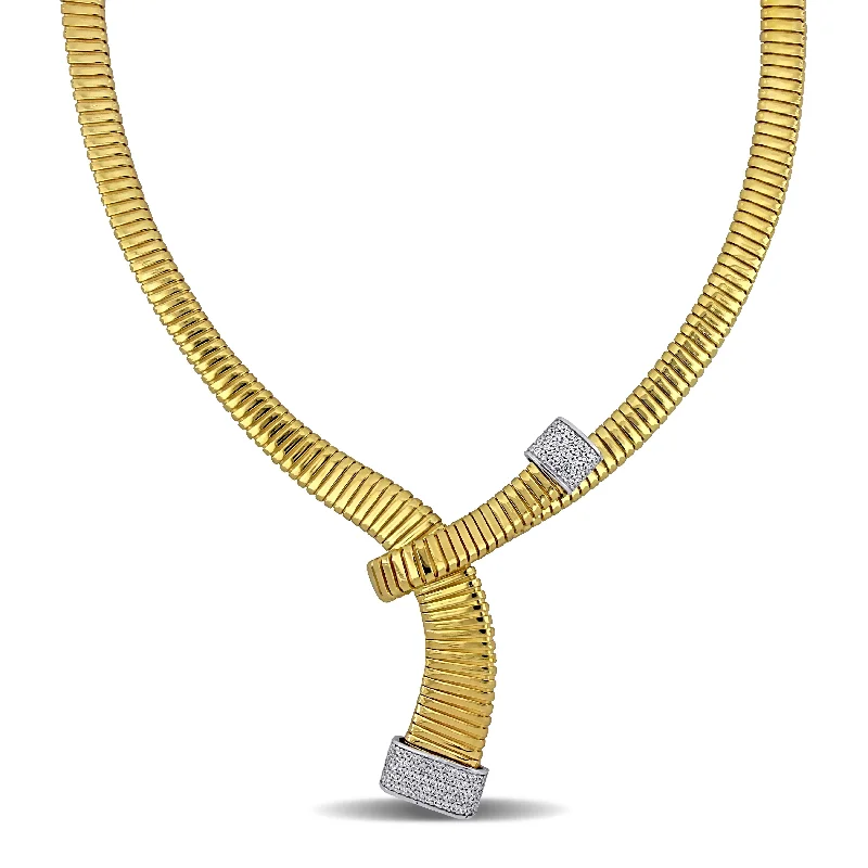 couple’s infinity pendant necklace -Miadora 5ct TGW Cubic Zirconia Omega Style Necklace in Yellow and White Silver-8in