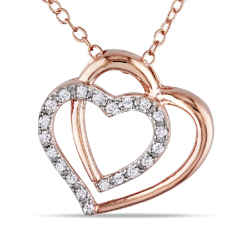 geometric gold pendant necklace -Miadora Rose Silver 1/10ct TDW Diamond Heart Necklace