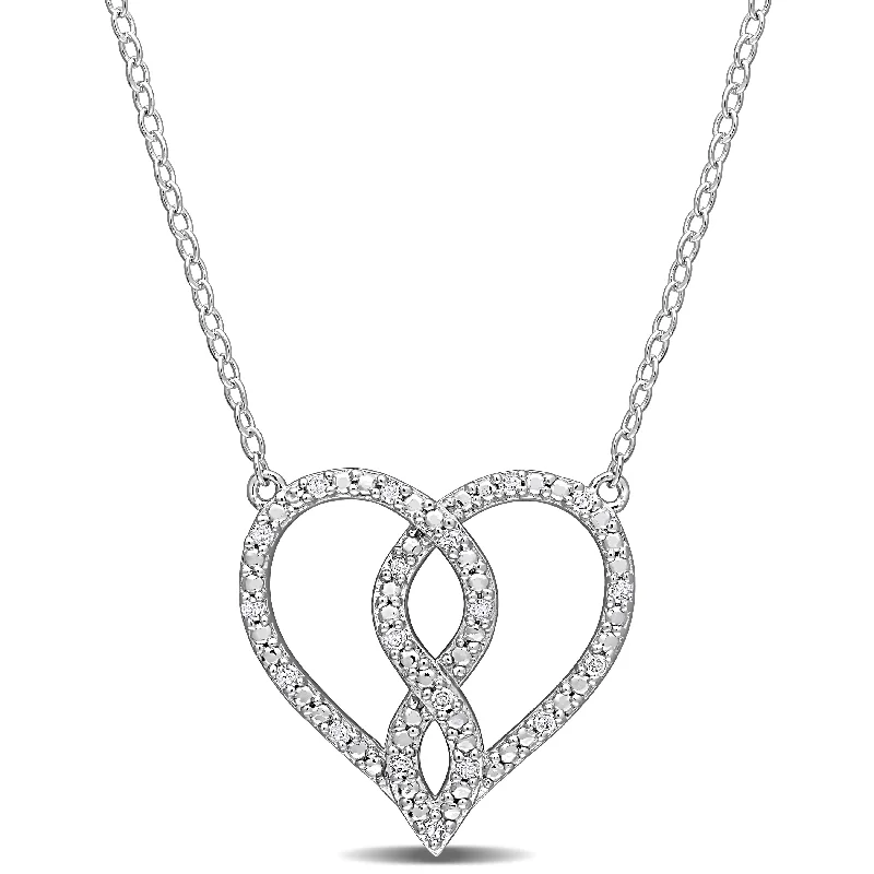 custom engraved heart charm necklace -Miadora Sterling Silver 1/10ct TDW Diamond Heart Infinity Necklace