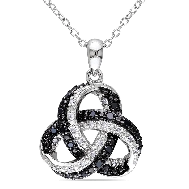 handmade crystal pendant necklace -Miadora Sterling Silver 1/4ct TDW Black and White Celtic Diamond Necklace