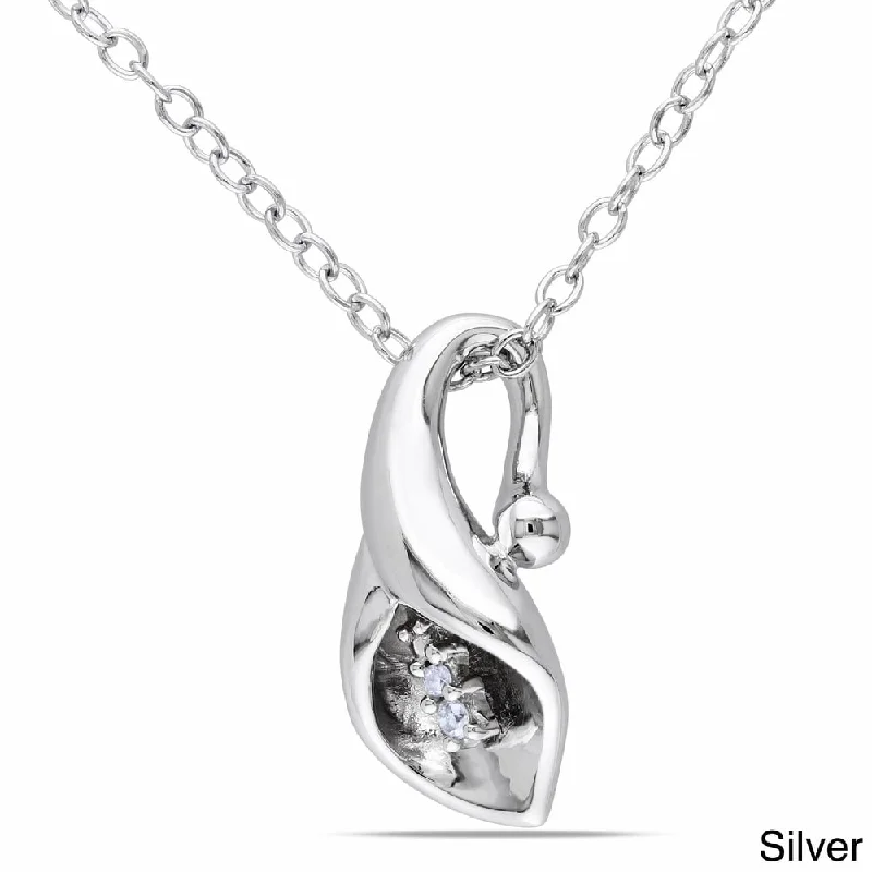 trendy silver pendant for necklace -Miadora Sterling Silver Diamond Accent Calla Lily Floral Drop Necklace