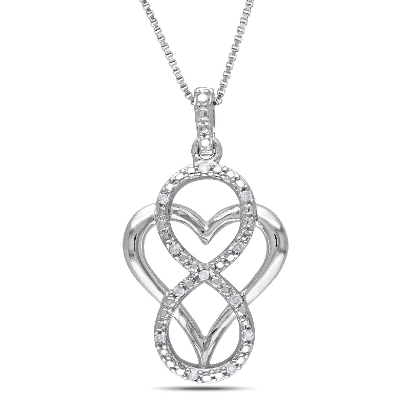 silver cross charm pendant -Miadora Sterling Silver Diamond Accent Heart Infinity Necklace