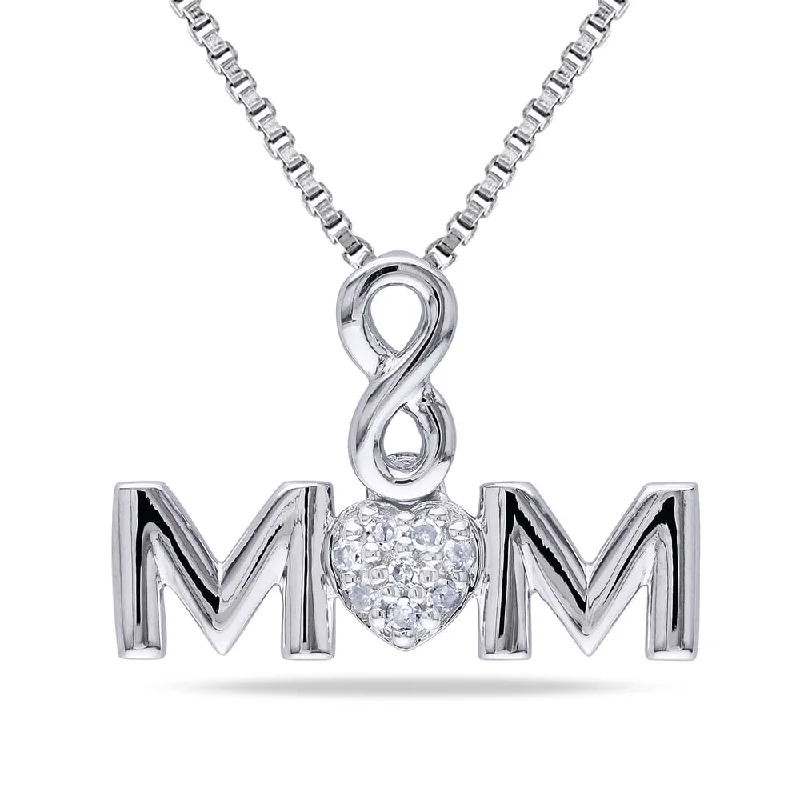 custom initial pendant necklace -Miadora Sterling Silver Diamond Accent Mom Infinity Heart Necklace