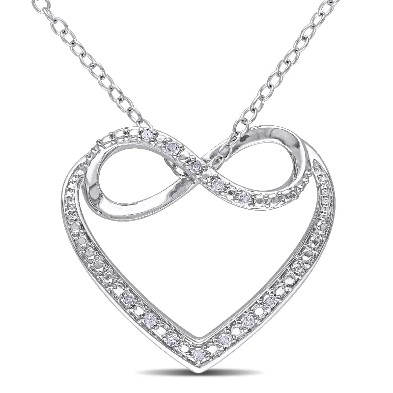 handmade bar pendant necklace -Miadora Sterling Silver Diamond Heart Infinity Necklace