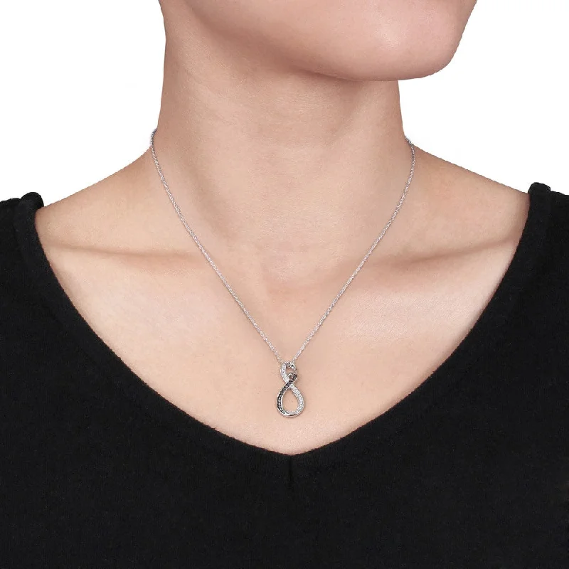 simple diamond bar pendant -Miadora Sterling Silver Diamond Infinity Necklace