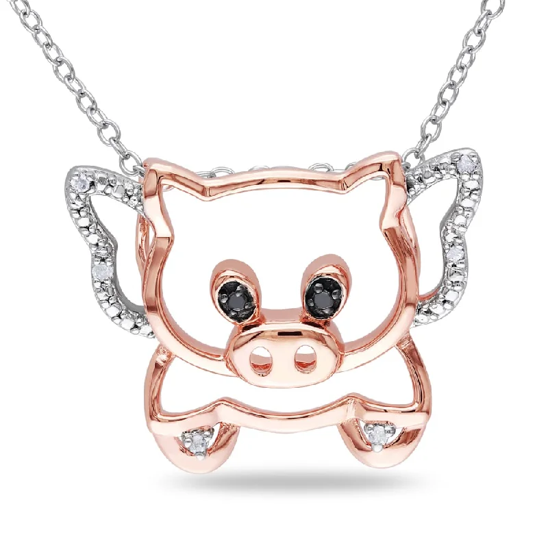 personalized women’s pendant necklace -Miadora Sterling Silver Diamond Pig Necklace