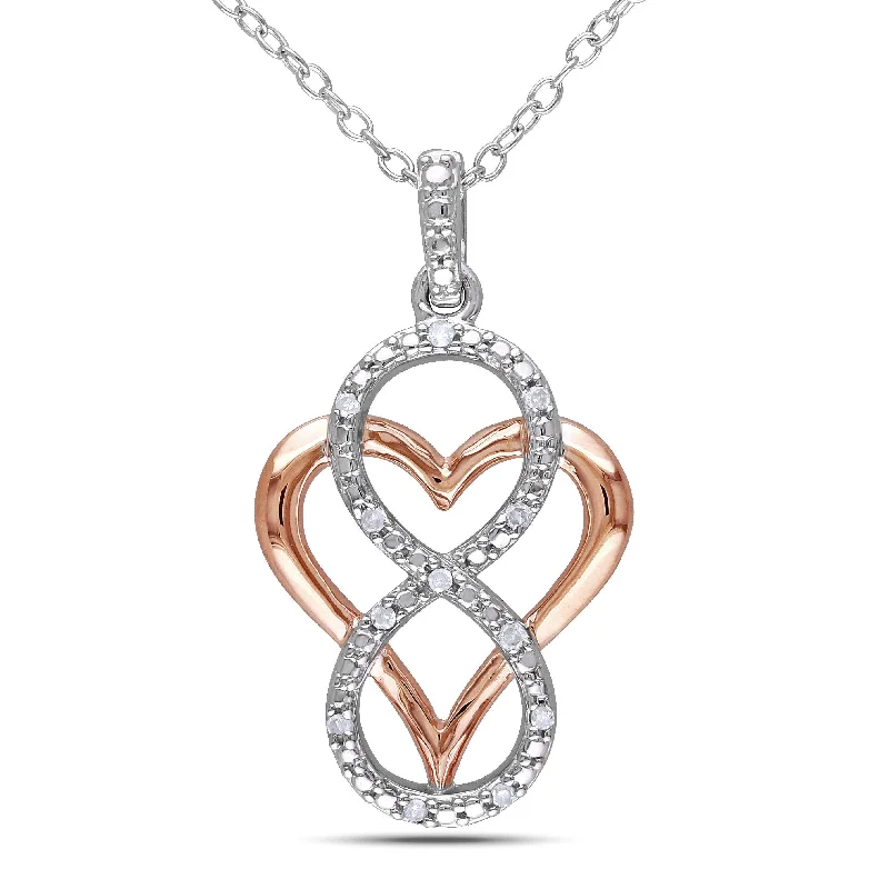 personalized charm necklace for men -Miadora Two-tone Silver Diamond Heart Infinity Necklace