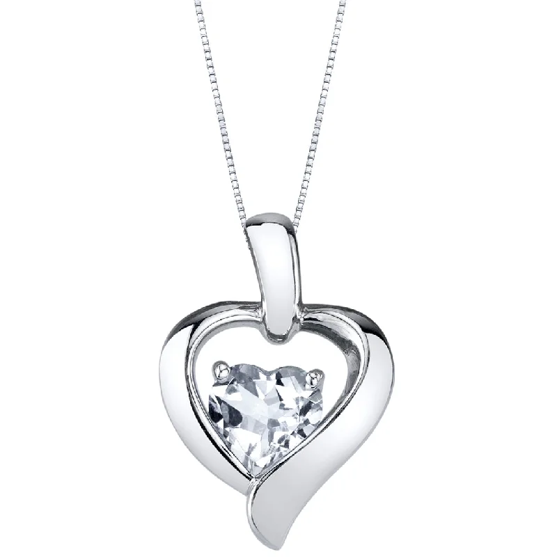 handmade bar pendant necklace -Moissanite Heart in Heart Pendant Necklace Sterling Silver