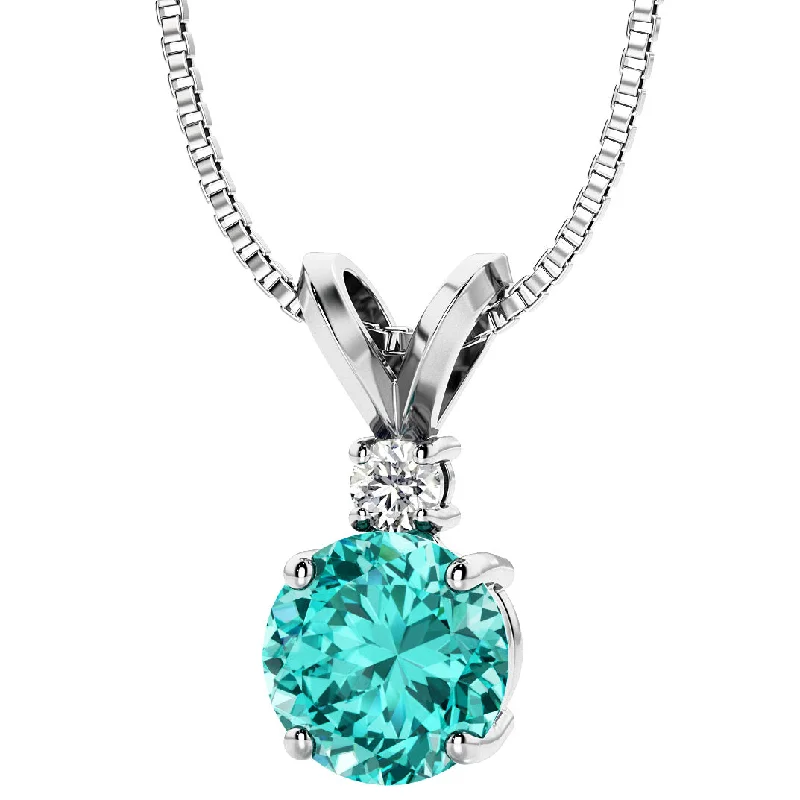 delicate pearl pendant necklace -Paraiba Tourmaline and Diamond Pendant Necklace 14K White Gold 2 Carats Total