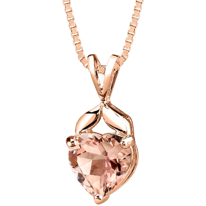 handmade infinity necklace -Heart Shape Morganite Pendant Necklace Rose-tone Sterling Silver 2.25 Carats