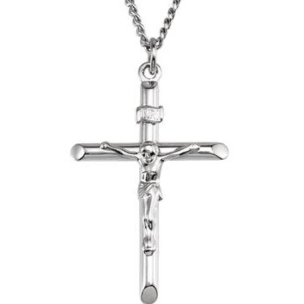 custom engraved gold pendant -Tube INRI Crucifix Cross Necklace in Solid Sterling Silver 34 X 24 MM