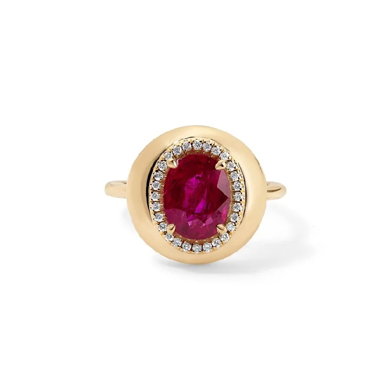 simple engagement rings for men-1.98CT Oval Ruby Button Ring