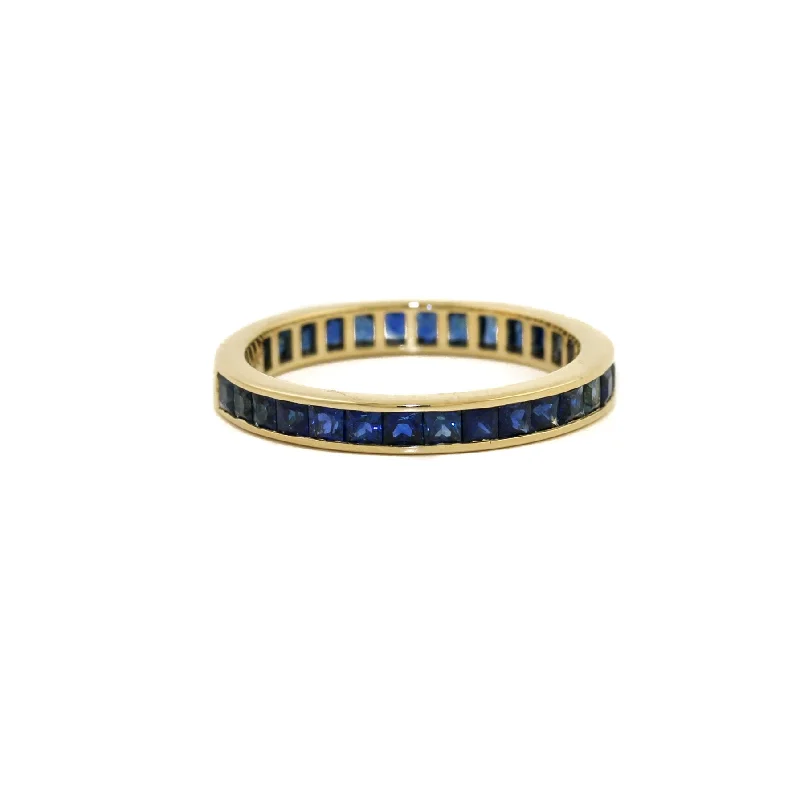 vintage wedding rings with emerald stones-14k x 3mm Blue Sapphire Channel-Set Eternity Band