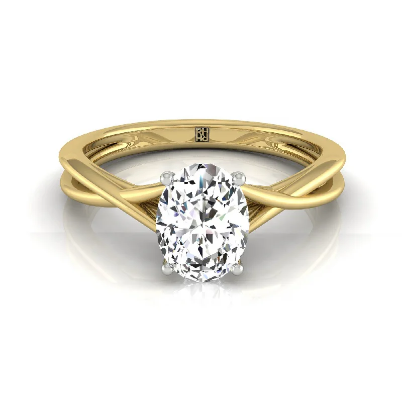 platinum engagement rings with sapphires for men-18k Yellow Gold Oval Twisted Shank Double Hidden Halo Solitaire