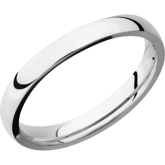 platinum rings for women with diamonds-3mm wide Domed Platinum Ring with Polish Finish